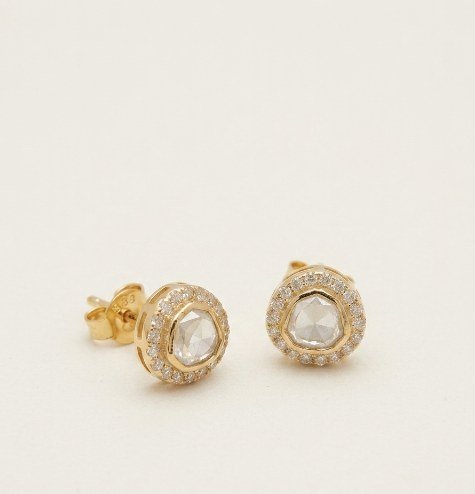 Gold-Tone Silver 925 Stud Earrings