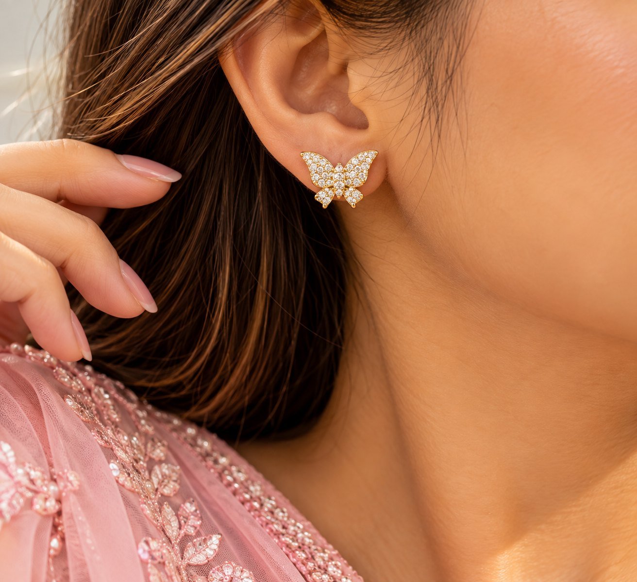 Gold-Plated Silver Butterfly Studds