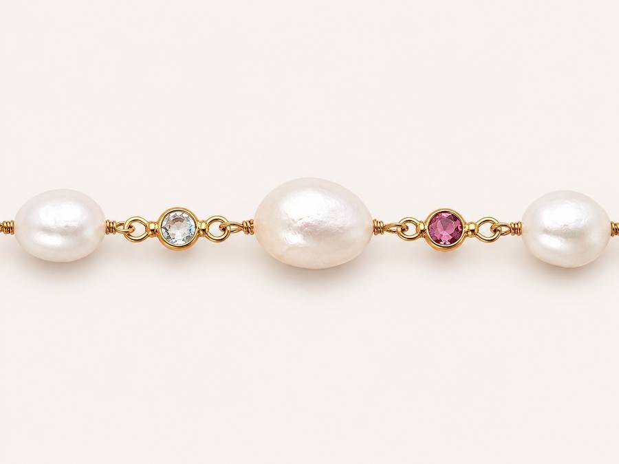 Silver Gold Plated Pearls Bracelet