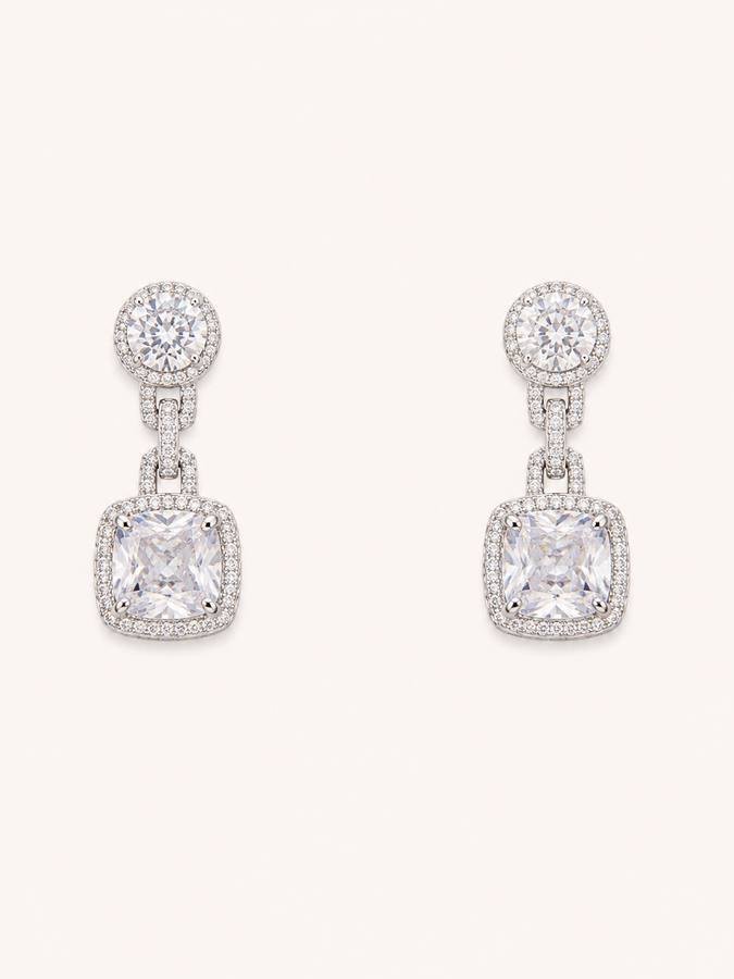 Silver CZ Medium Earrings